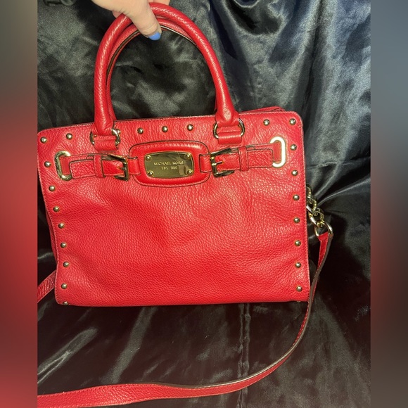 Michael Kors red & gold chain crossbody purse. Used. - Picture 4 of 7